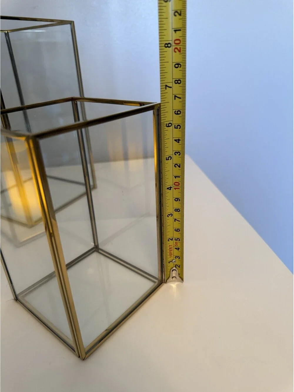 Hewory Hurricane Candle Holders - Set Of 3 - Glass With Gold Framing Home Decor